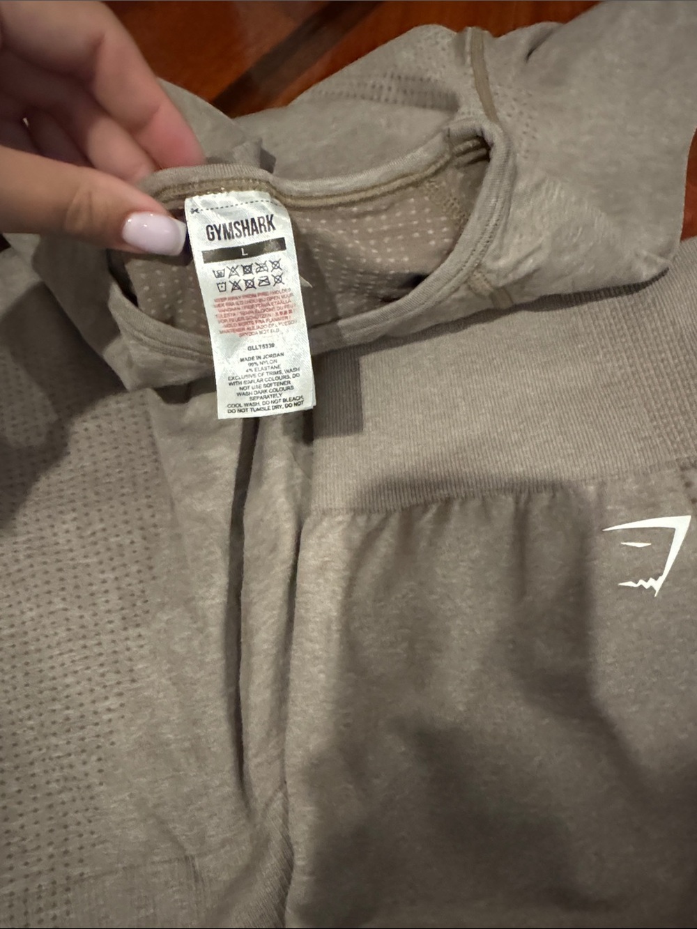 Gymshark Seamless Long Sleeve Top & High-Waist Shorts - Light Taupe - Picture 2 of 3